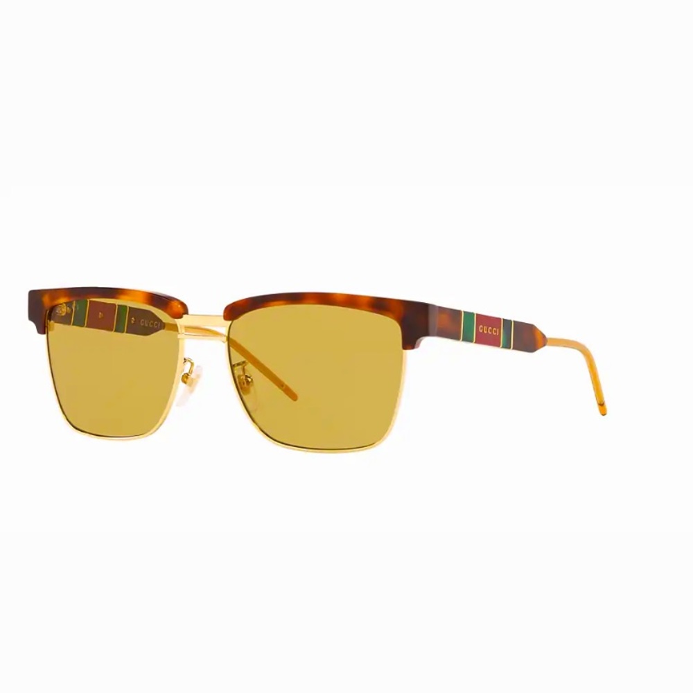 GUCCI SUNGLASSES GG0603S YELLOW SEE THROUGH MENS CLUBMASTER STYLE RX ABLE